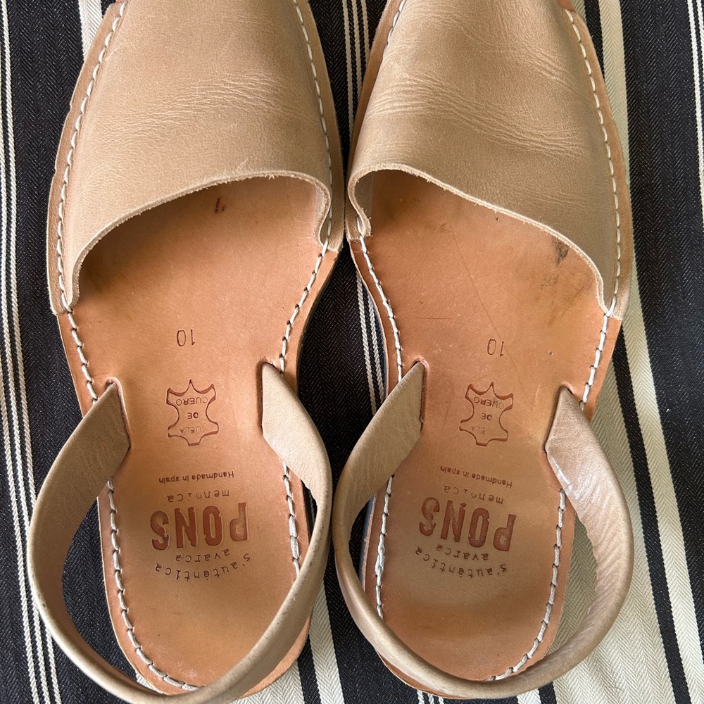 Pons Classic Tan Leather Sandals 10